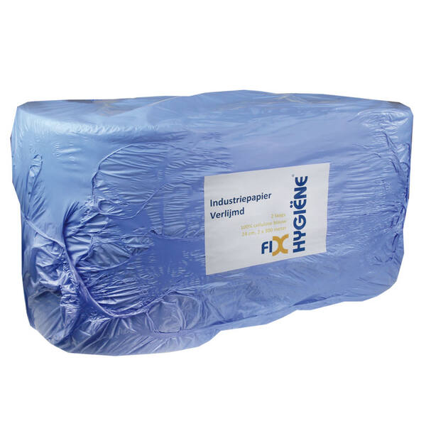 Industrierol 2-laags verlijmd blauw 24cm 2 x 300mtr in folie